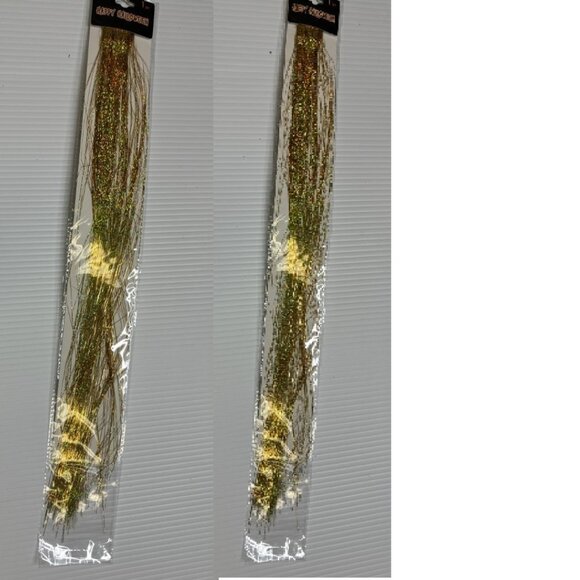Hair Extensions Halloween Gold Glitter Set of 2 Synthetic Hair 19" Comb Clip - Picture 2 of 5